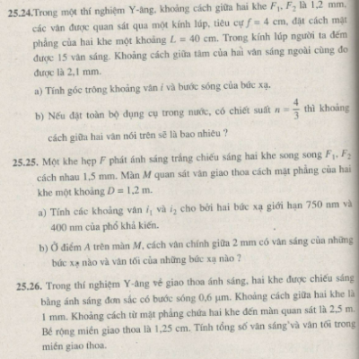 Bài 25.24 trang 70 Sách bài tập (SBT) Vật Lí 12